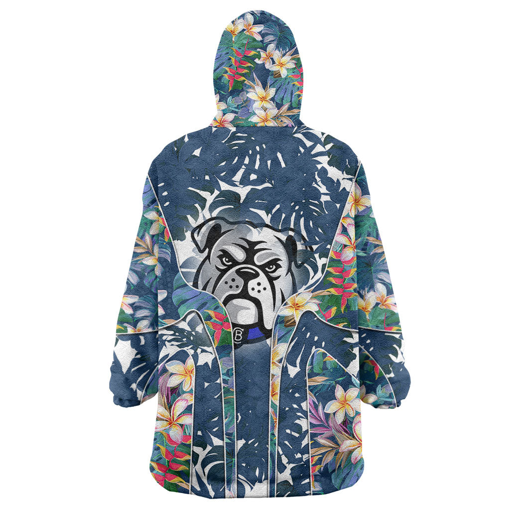 Canterbury-Bankstown Bulldogs Wearable Blanket Hoodie Tropical Hibiscus Floral Pattern With Blue And White Accents