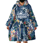 Canterbury-Bankstown Bulldogs Wearable Blanket Hoodie Tropical Hibiscus Floral Pattern With Blue And White Accents