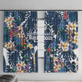 Canterbury-Bankstown Bulldogs Window Curtain Tropical Hibiscus Floral Pattern With Blue And White Accents