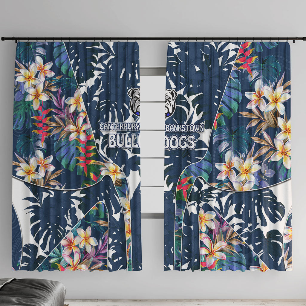 Canterbury-Bankstown Bulldogs Window Curtain Tropical Hibiscus Floral Pattern With Blue And White Accents