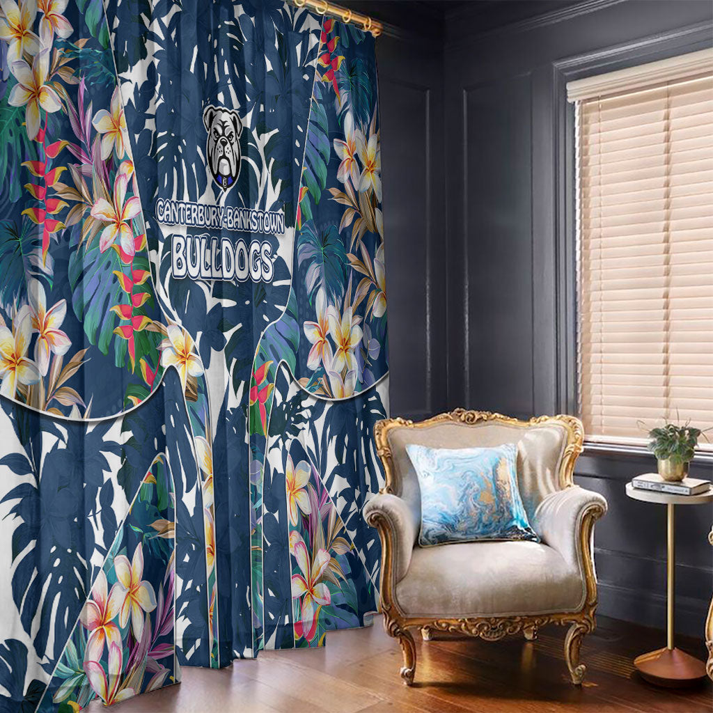 Canterbury-Bankstown Bulldogs Window Curtain Tropical Hibiscus Floral Pattern With Blue And White Accents