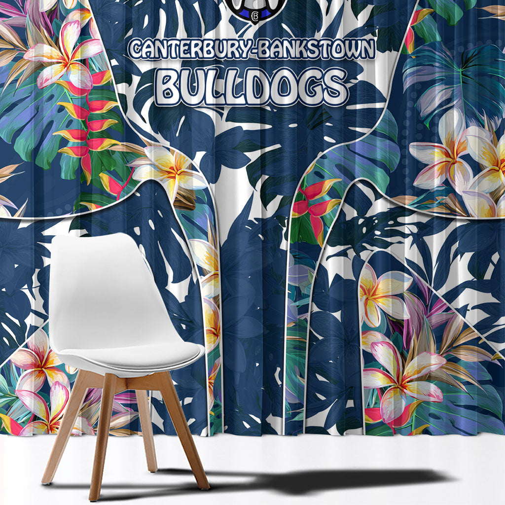 Canterbury-Bankstown Bulldogs Window Curtain Tropical Hibiscus Floral Pattern With Blue And White Accents