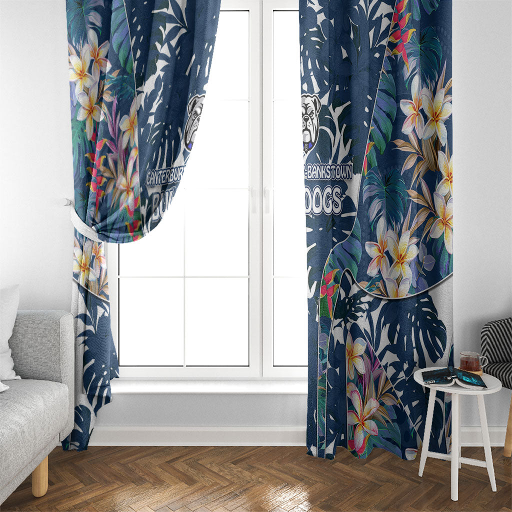Canterbury-Bankstown Bulldogs Window Curtain Tropical Hibiscus Floral Pattern With Blue And White Accents