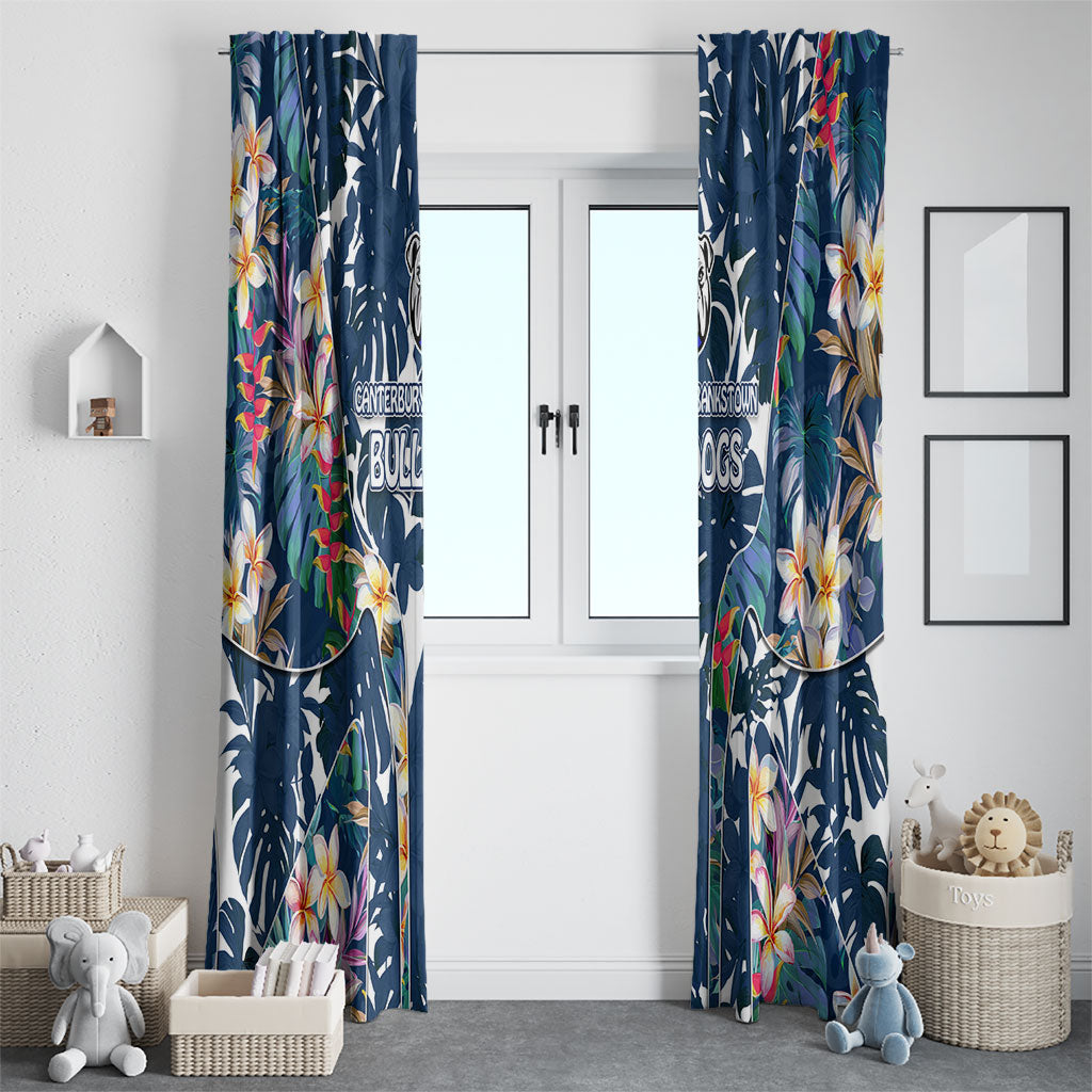 Canterbury-Bankstown Bulldogs Window Curtain Tropical Hibiscus Floral Pattern With Blue And White Accents