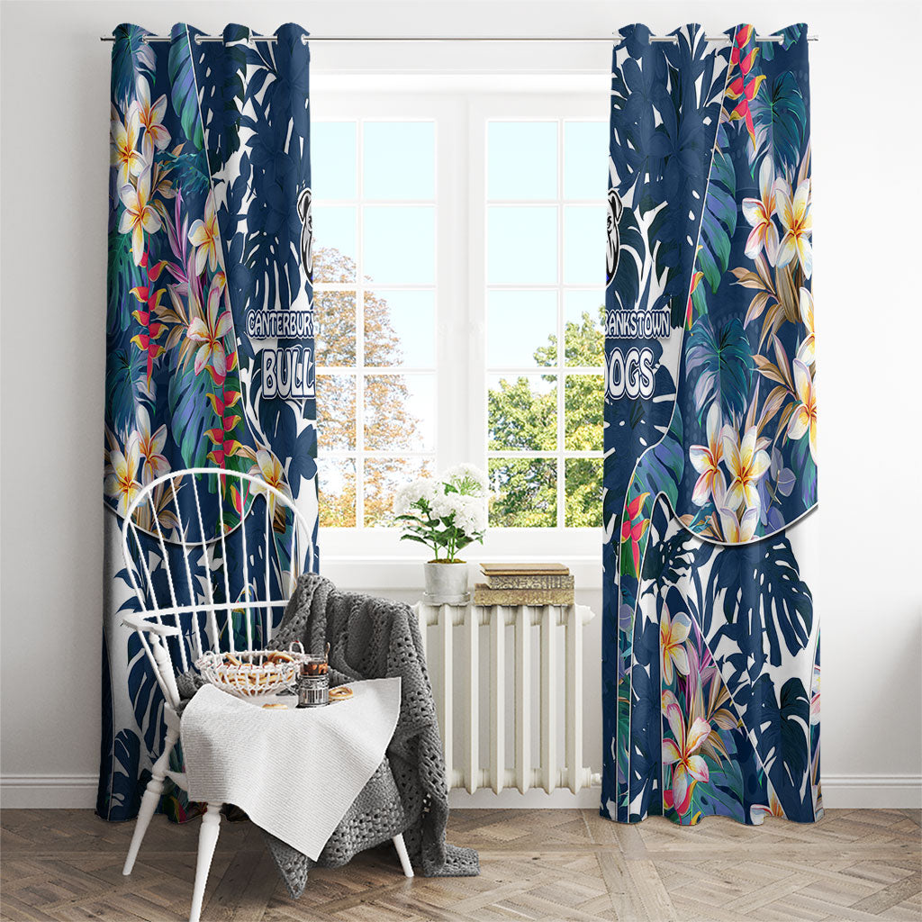 Canterbury-Bankstown Bulldogs Window Curtain Tropical Hibiscus Floral Pattern With Blue And White Accents