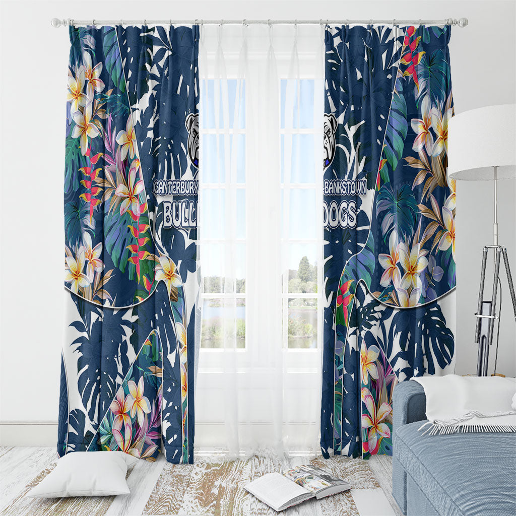 Canterbury-Bankstown Bulldogs Window Curtain Tropical Hibiscus Floral Pattern With Blue And White Accents
