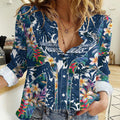 Canterbury-Bankstown Bulldogs Women Casual Shirt Tropical Hibiscus Floral Pattern With Blue And White Accents