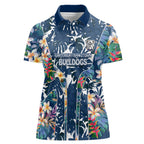 Canterbury-Bankstown Bulldogs Women Polo Shirt Tropical Hibiscus Floral Pattern With Blue And White Accents
