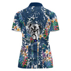 Canterbury-Bankstown Bulldogs Women Polo Shirt Tropical Hibiscus Floral Pattern With Blue And White Accents