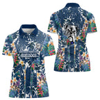 Canterbury-Bankstown Bulldogs Women Polo Shirt Tropical Hibiscus Floral Pattern With Blue And White Accents