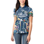 Canterbury-Bankstown Bulldogs Women Polo Shirt Tropical Hibiscus Floral Pattern With Blue And White Accents