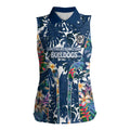 Canterbury-Bankstown Bulldogs Women Sleeveless Polo Shirt Tropical Hibiscus Floral Pattern With Blue And White Accents
