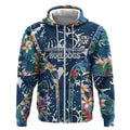 Canterbury-Bankstown Bulldogs Zip Hoodie Tropical Hibiscus Floral Pattern With Blue And White Accents