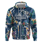 Canterbury-Bankstown Bulldogs Zip Hoodie Tropical Hibiscus Floral Pattern With Blue And White Accents