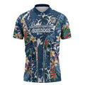 Canterbury-Bankstown Bulldogs Zipper Polo Shirt Tropical Hibiscus Floral Pattern With Blue And White Accents