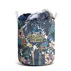Gold Coast Titans Laundry Basket Tropical Hibiscus Floral Pattern With Blue And Yellow Accents