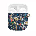 Gold Coast Titans AirPods Case Tropical Hibiscus Floral Pattern With Blue And Yellow Accents