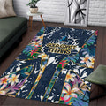 Gold Coast Titans Area Rug Tropical Hibiscus Floral Pattern With Blue And Yellow Accents