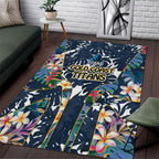 Gold Coast Titans Area Rug Tropical Hibiscus Floral Pattern With Blue And Yellow Accents