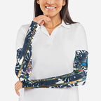 Gold Coast Titans Arm Sleeves Tropical Hibiscus Floral Pattern With Blue And Yellow Accents