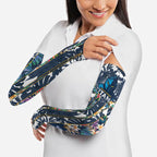 Gold Coast Titans Arm Sleeves Tropical Hibiscus Floral Pattern With Blue And Yellow Accents