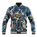 Gold Coast Titans Baseball Jacket Tropical Hibiscus Floral Pattern With Blue And Yellow Accents