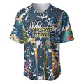 Gold Coast Titans Baseball Jersey Tropical Hibiscus Floral Pattern With Blue And Yellow Accents