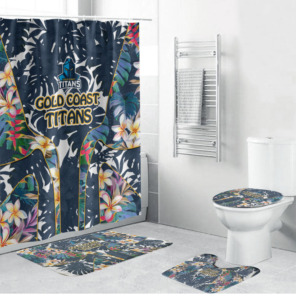 Gold Coast Titans Bathroom Set Tropical Hibiscus Floral Pattern With Blue And Yellow Accents