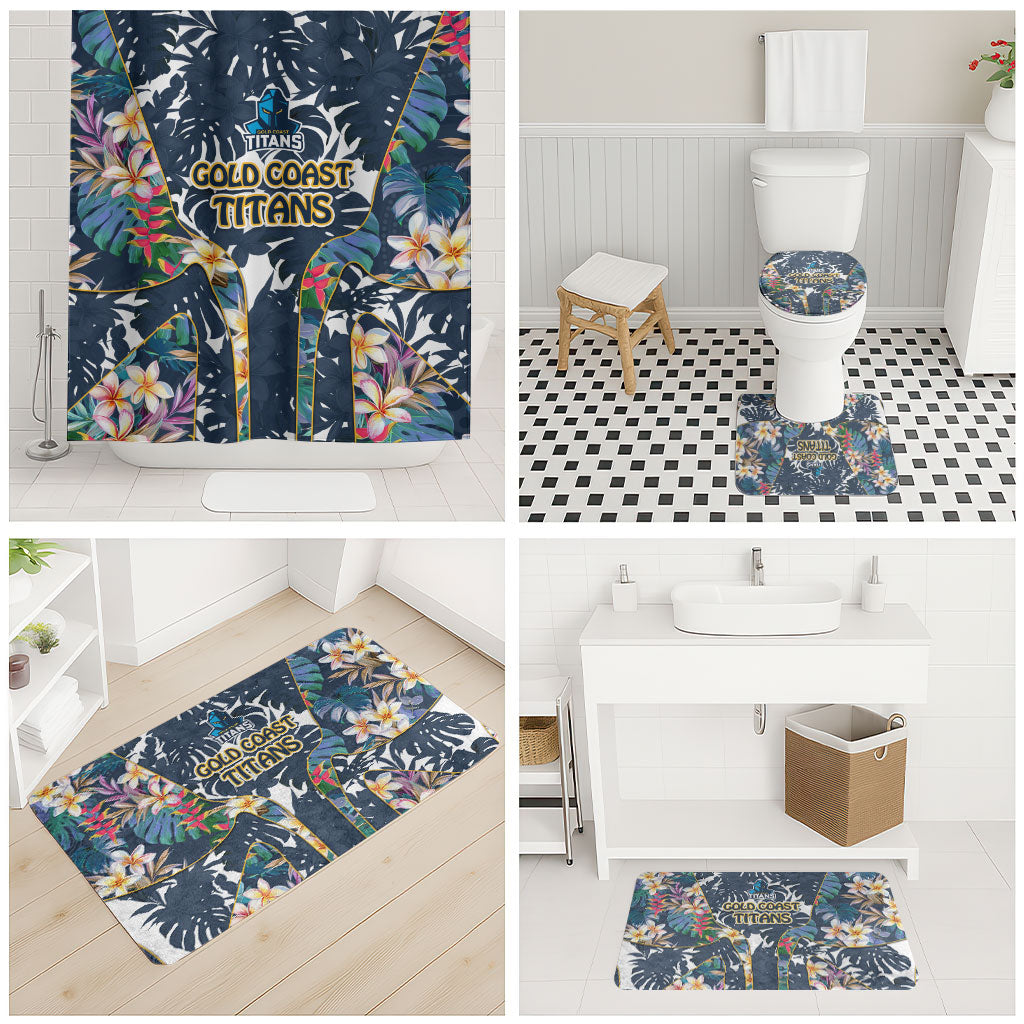 Gold Coast Titans Bathroom Set Tropical Hibiscus Floral Pattern With Blue And Yellow Accents