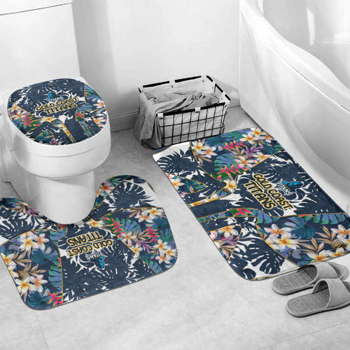 Gold Coast Titans Bathroom Set Tropical Hibiscus Floral Pattern With Blue And Yellow Accents