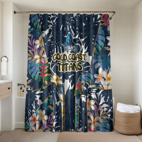 Gold Coast Titans Bathroom Set Tropical Hibiscus Floral Pattern With Blue And Yellow Accents