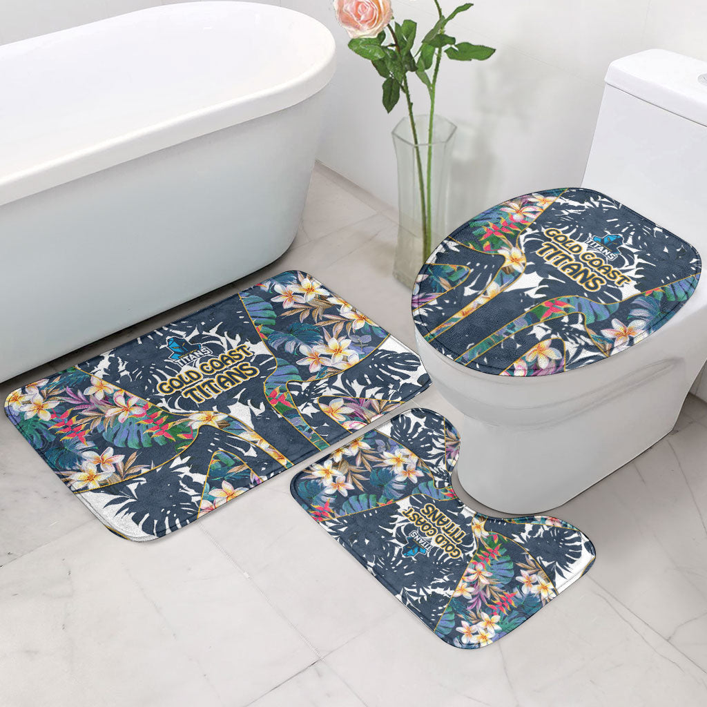Gold Coast Titans Bathroom Set Tropical Hibiscus Floral Pattern With Blue And Yellow Accents