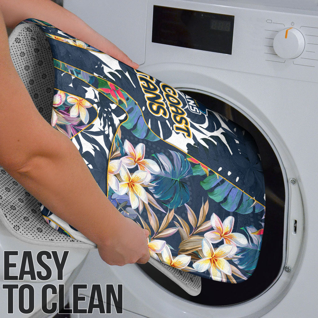 Gold Coast Titans Bathroom Set Tropical Hibiscus Floral Pattern With Blue And Yellow Accents