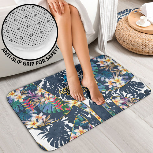 Gold Coast Titans Bathroom Set Tropical Hibiscus Floral Pattern With Blue And Yellow Accents