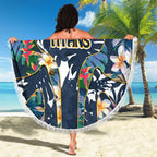 Gold Coast Titans Beach Blanket Tropical Hibiscus Floral Pattern With Blue And Yellow Accents