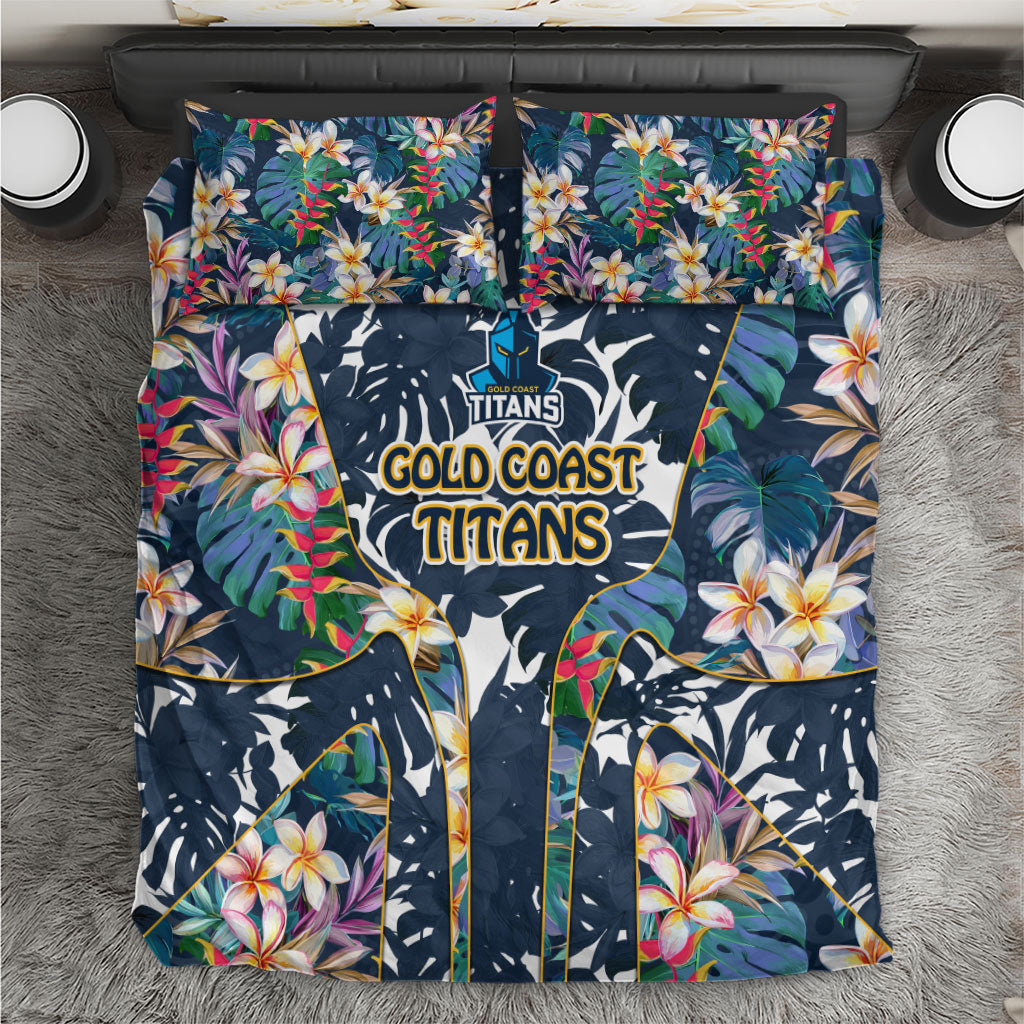 Gold Coast Titans Bedding Set Tropical Hibiscus Floral Pattern With Blue And Yellow Accents