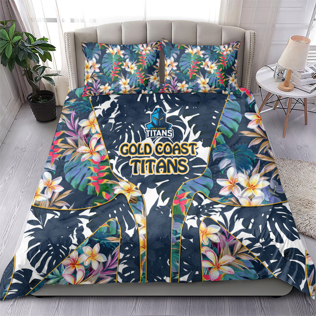 Gold Coast Titans Bedding Set Tropical Hibiscus Floral Pattern With Blue And Yellow Accents