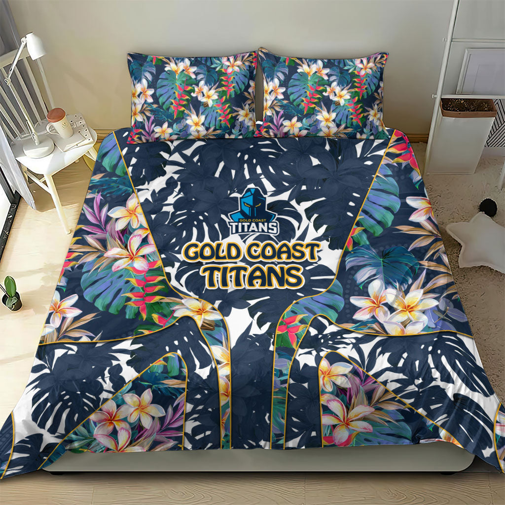 Gold Coast Titans Bedding Set Tropical Hibiscus Floral Pattern With Blue And Yellow Accents