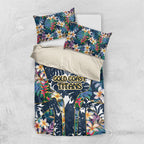 Gold Coast Titans Bedding Set Tropical Hibiscus Floral Pattern With Blue And Yellow Accents