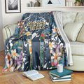 Gold Coast Titans Blanket Tropical Hibiscus Floral Pattern With Blue And Yellow Accents