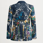 Gold Coast Titans Blazer Tropical Hibiscus Floral Pattern With Blue And Yellow Accents