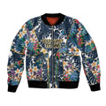 Gold Coast Titans Bomber Jacket Tropical Hibiscus Floral Pattern With Blue And Yellow Accents