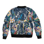 Gold Coast Titans Bomber Jacket Tropical Hibiscus Floral Pattern With Blue And Yellow Accents