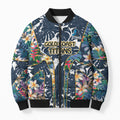 Gold Coast Titans Bomber Puffer Jacket Tropical Hibiscus Floral Pattern With Blue And Yellow Accents