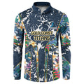 Gold Coast Titans Button Sweatshirt Tropical Hibiscus Floral Pattern With Blue And Yellow Accents