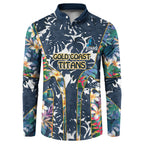 Gold Coast Titans Button Sweatshirt Tropical Hibiscus Floral Pattern With Blue And Yellow Accents