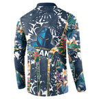 Gold Coast Titans Button Sweatshirt Tropical Hibiscus Floral Pattern With Blue And Yellow Accents