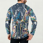 Gold Coast Titans Button Sweatshirt Tropical Hibiscus Floral Pattern With Blue And Yellow Accents