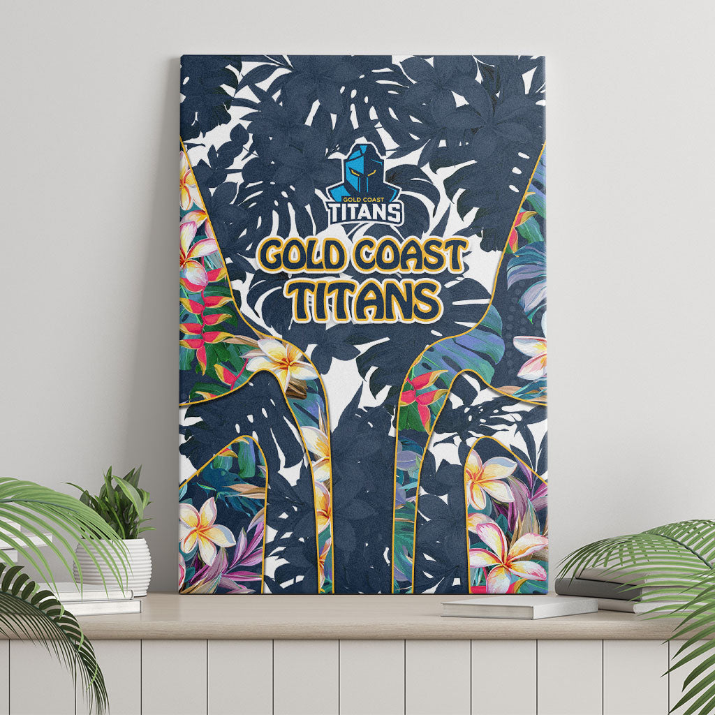 Gold Coast Titans Canvas Wall Art Tropical Hibiscus Floral Pattern With Blue And Yellow Accents