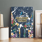 Gold Coast Titans Canvas Wall Art Tropical Hibiscus Floral Pattern With Blue And Yellow Accents